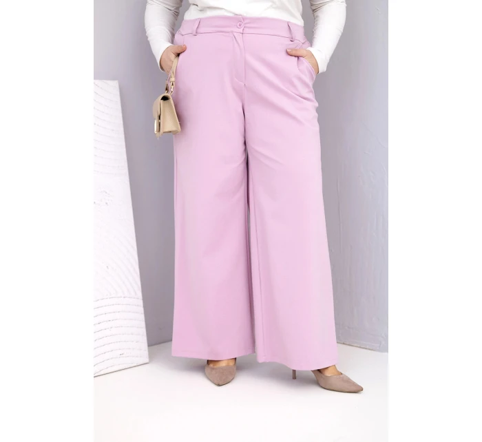 Dámske Plus veľkosť široké nohavice s vysokým pásom Dark Powder Pink