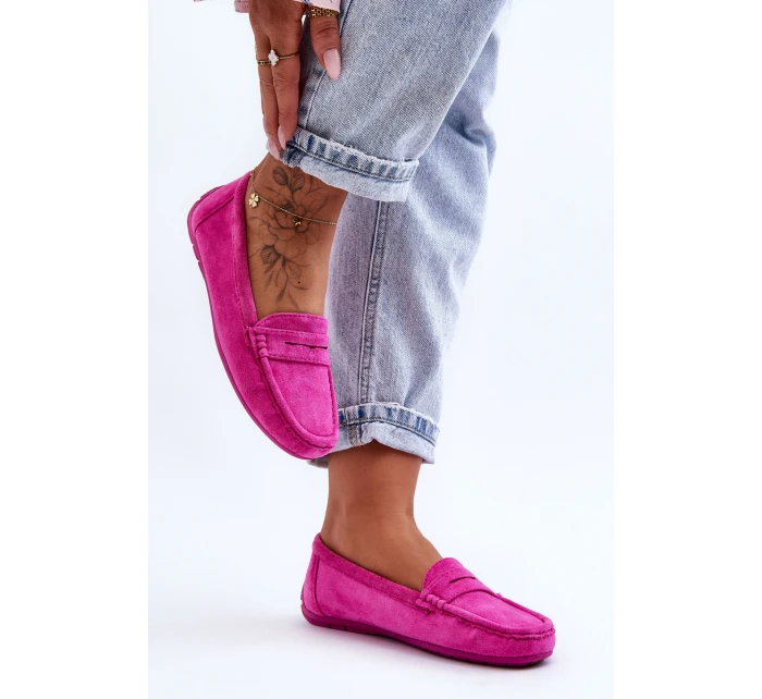 Damskie Zamszowe Mokasyny Różowe Lenvie