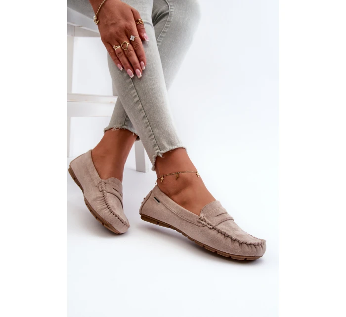 Mokasyny Damskie Z Eko Zamszu Jasnobeżowe Rerceria