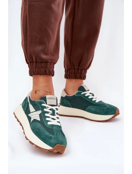 Dámské Sportovní Boty Z Semiše Na Platformě model 21686705 Zelené - VINCEZA