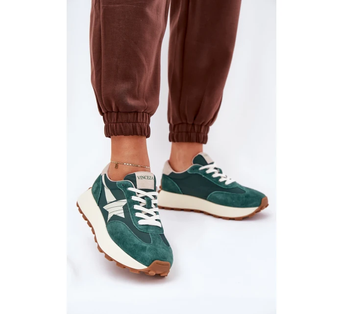 Dámské Sportovní Boty Z Semiše Na Platformě model 21686705 Zelené - VINCEZA