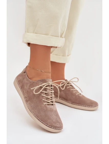 Dámské polobotky z přírodního semiše model 22013896 tmavě béžové - S.Barski Dámské polobotky z přírodního semiše model 22013896 tmavě béžové - S.Barski