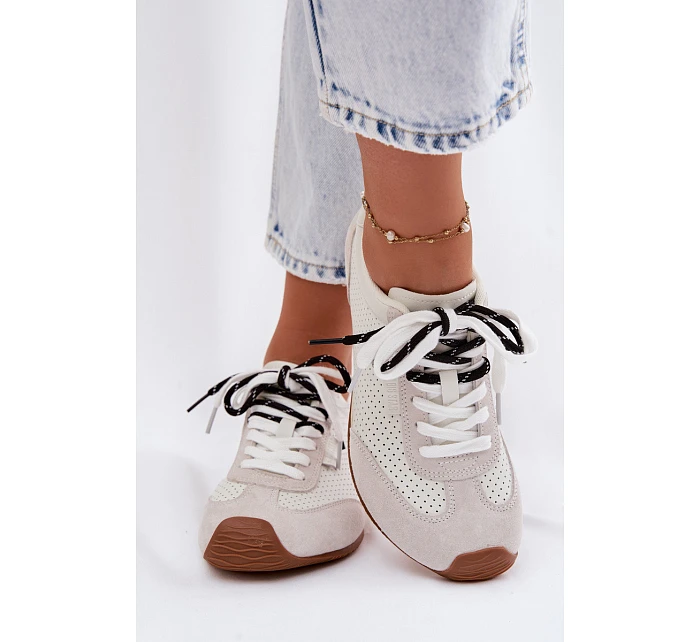 Kožené semišové dámské tenisky Big Star TT274555 Bílé