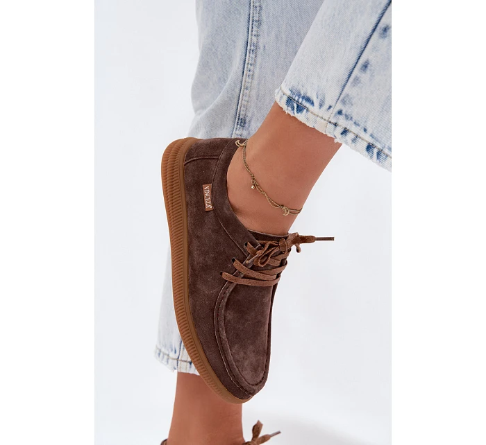 Polobotky z přírodního semiše model 22107525 Hnědé - VINCEZA