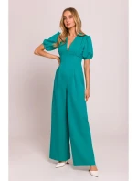 model 20970764 Kombinéza s puff rukávy tyrkysová - Moe