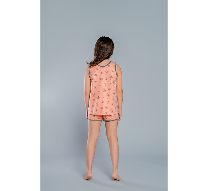 Dievčenské pyžamo Madeira so širokými ramenami, krátke nohavice - marhuľová potlač