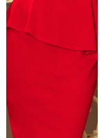 Šaty s rukávmi Numoco a volánom v páse - červené