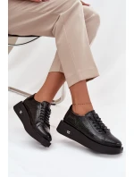 Dámske lakované topánky na platforme Artiker - čierne