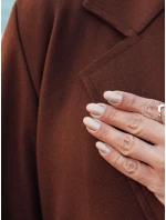 Dámský dlouhý hnědý kabát oversize Dstreet model 21981932 - FashionStreet Dámský dlouhý hnědý kabát oversize Dstreet model 21981932 - FashionStreet