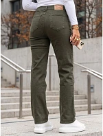 Dámske džínsy s pravidelným strihom a vysokým pásom, zelené, FashionStreet UY3093
