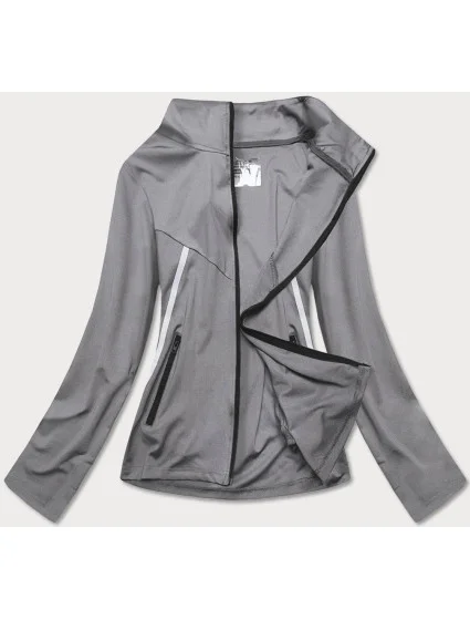 Šedá dámská rozepínací mikina se stojáčkem model 17399482 - J.STYLE Šedá dámská rozepínací mikina se stojáčkem model 17399482 - J.STYLE