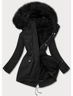 Teplá čierna dámska zimná bunda (W629BIG)