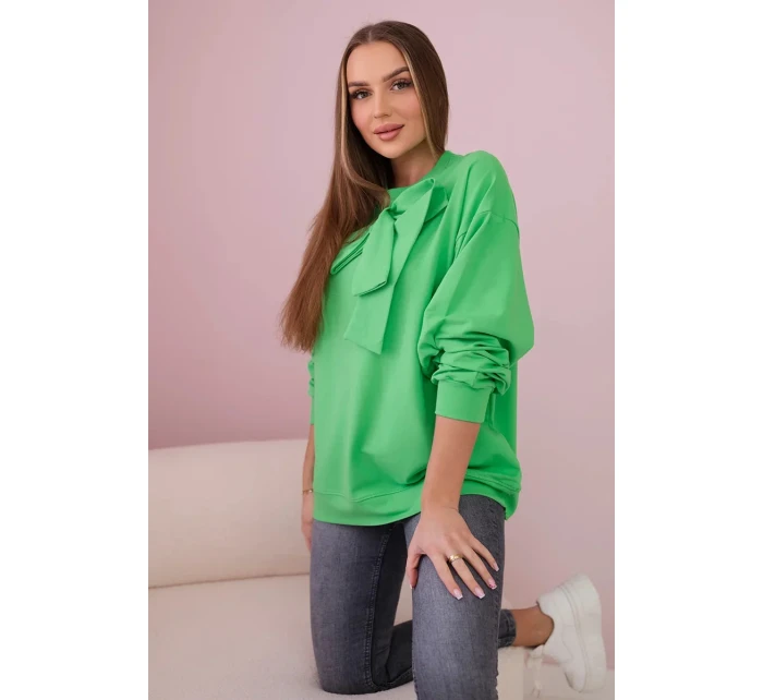 Bavlněná halenka s mašlí jasně zelená