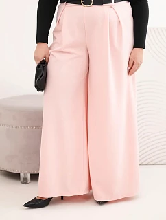 Dámske Plus veľkosť široké nohavice s opaskom Powder Pink