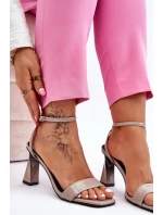 Lakierowane Sandały Na Obcasie Szare Owen Lakierowane Sandały Na Obcasie Szare Owen