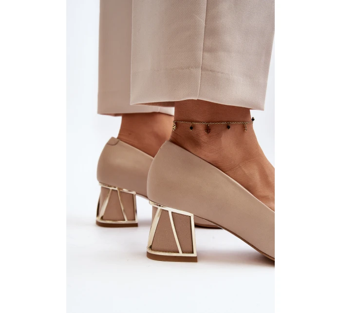 Eleganckie Czółenka Z Ozdobą Laura Messi 2740 Beżowe