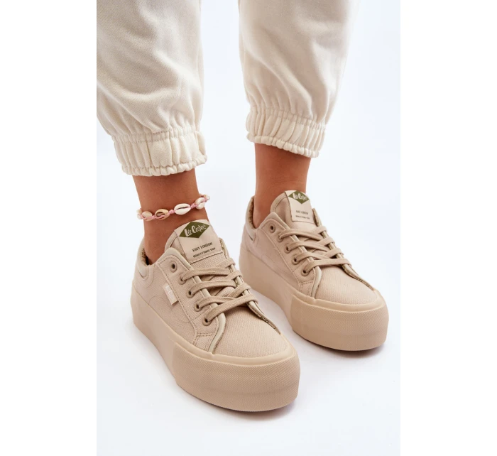 Trampki Damskie Na Platformie Lee Cooper LCW-24-31-2181 Beżowe Trampki Damskie Na Platformie Lee Cooper LCW-24-31-2181 Beżowe