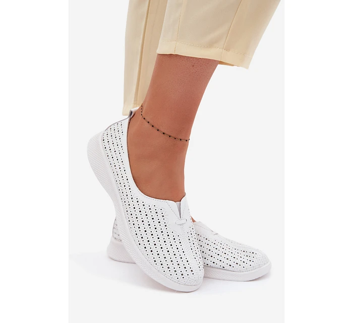 Kožené Dámské Polobotky Bílé model 22094966 - EVENTO Kožené Dámské Polobotky Bílé model 22094966 - EVENTO