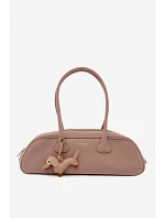 Bagetová kabelka z imitace semiše s přívěskem Doga Béžová Annette