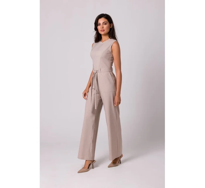 B256 Kombinéza bez rukávov s vreckami - béžová B256 Kombinéza bez rukávov s vreckami - béžová