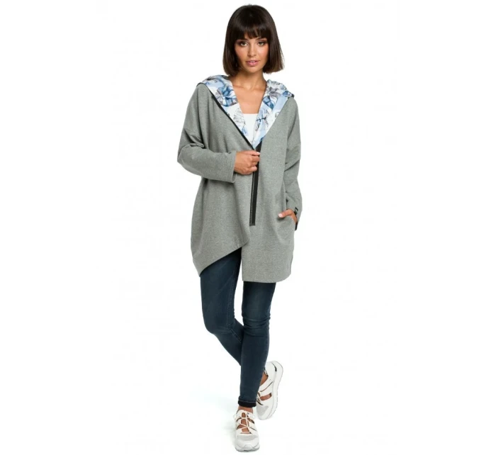 B091 Mikina s kapucňou Oversized na zips - čierna