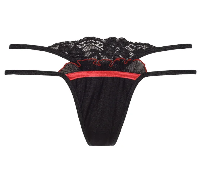 Zvodné tangá V-8298 čierna/červená - Axami