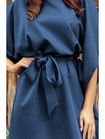 Dámske šaty so zaväzovaním v páse Numoco SOFIA - modré