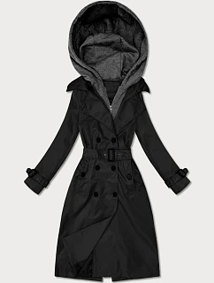 Klasický plášť s odnímateľnou kapucňou Goodlookin black (T2-2252#-1)