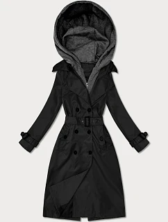 Klasyczny trencz z odpinanym kapturem Goodlookin czarny (T2-2252#-1)