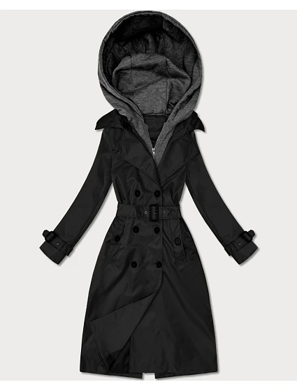 Klasický plášť s odnímateľnou kapucňou Goodlookin black (T2-2252#-1)