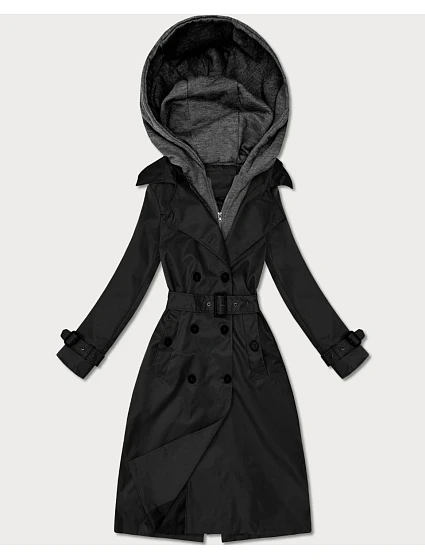 Klasický plášť s odnímateľnou kapucňou Goodlookin black (T2-2252#-1)