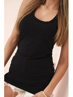 Dámske bavlnené tielko s okrúhlym výstrihom čierne