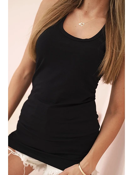 Dámske bavlnené tielko s okrúhlym výstrihom čierne