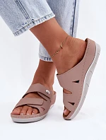 Dámske kožené papuče na suchý zips Inblu Dirty pink