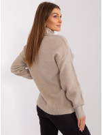 Tmavobéžový dámsky sveter s manžetami