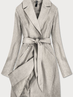 Béžový, nadrobno károvaný dámsky kabát (2706)