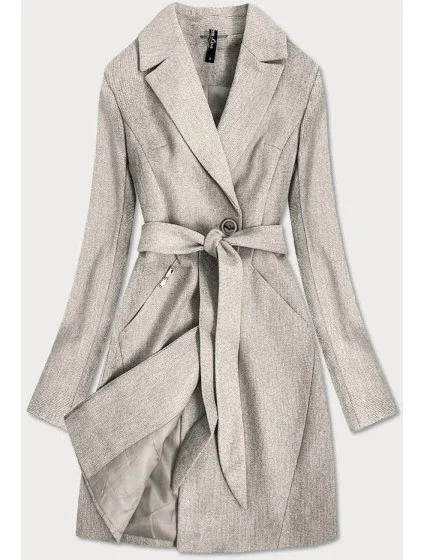 Béžový, nadrobno károvaný dámsky kabát (2706) Béžový, nadrobno károvaný dámsky kabát (2706)