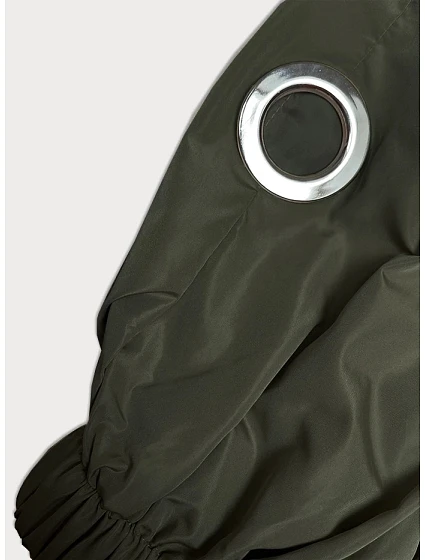 Volná dlouhá bunda v khaki barvě s kapucí model 19709837 - TRENDY.ING Volná dlouhá bunda v khaki barvě s kapucí model 19709837 - TRENDY.ING
