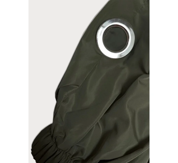 Voľná dlhá bunda s kapucňou khaki (TR982)