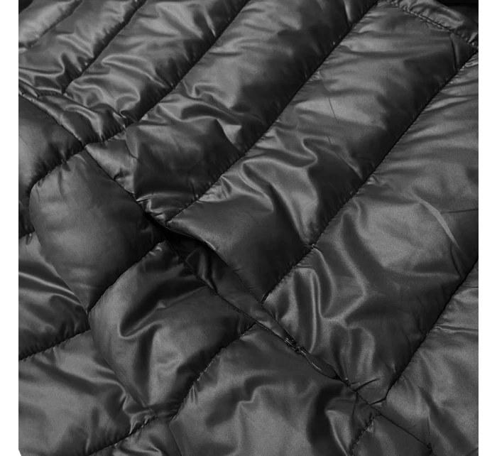 Krátká dámská bunda v grafitové barvě s stahovacími lemy model 21809016 - MINORITY Krátká dámská bunda v grafitové barvě s stahovacími lemy model 21809016 - MINORITY