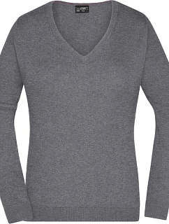 JN Dámský svetr s výstřihem do V 02.0 grey heather model 22487848 - Daiber