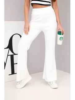 Dámské kalhoty s se nohavicí ecru model 21893647 - K-Fashion