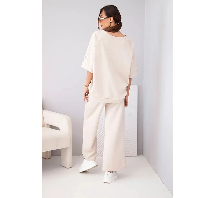 Dámska maslová viskózna mikina a široké nohavice svetlo fialová