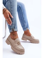 Damskie Półbuty Skórzane Z Ozdobą Beżowe Rosefalls
