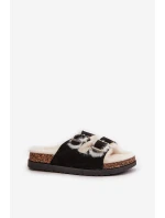 Dámské Pantofle S Přezkami A Kožíškem Černé model 21670217 - Boto