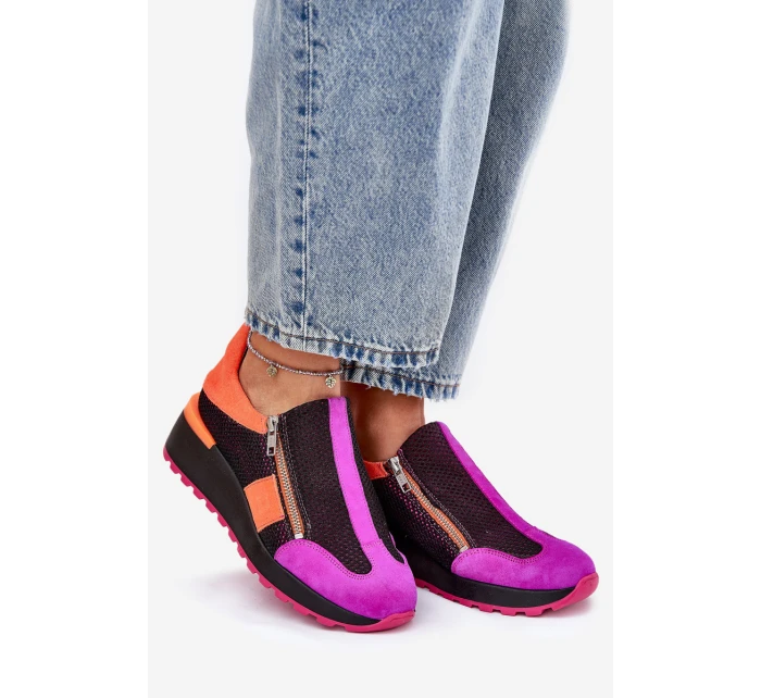 Kožené sneakersy na klínu Černé model 21691354 - Maciejka