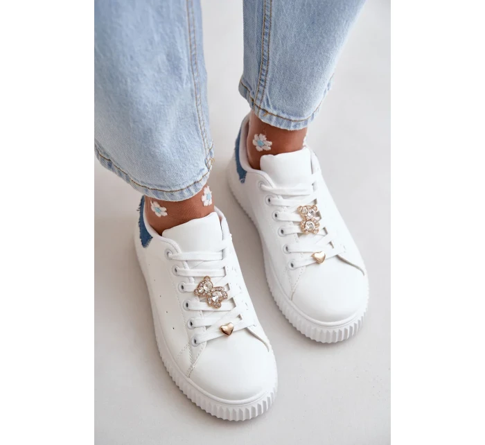 Nízke tenisky z ekokože s odznakmi bielej a modrej farby Cillione Nízke tenisky z ekokože s odznakmi bielej a modrej farby Cillione