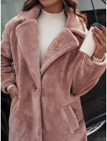 Dámský zimní kabát s dlouhou kožešinou růžový Dstreet model 21980930 - FashionStreet