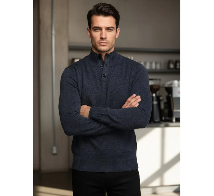 Pánský svetr se stojáčkem tmavě modrý Dstreet model 21995601 - FashionStreet