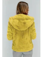 Žlutá plyšová bunda s kapucí model 7835925 - Libland